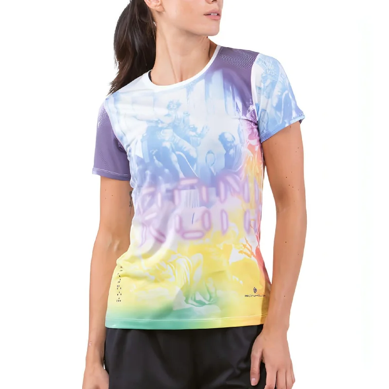 Super Deal Ronhill Tech Golden Hour Short Sleeve Womens Running Top - Purple
