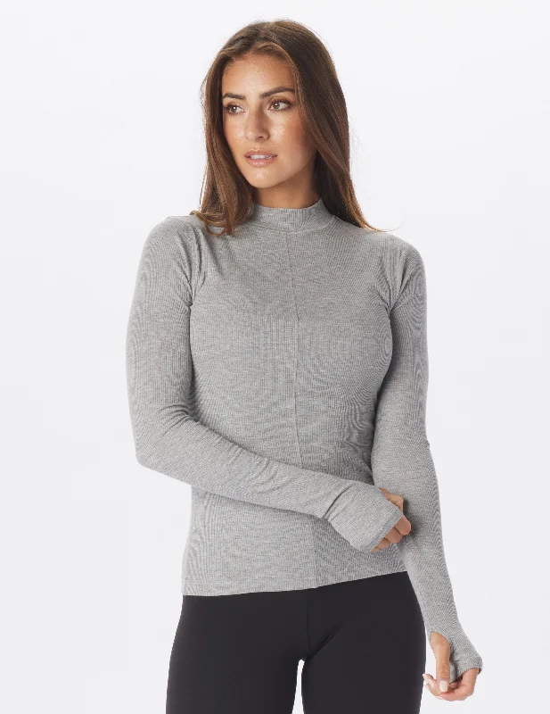 Super Bargain Ruby Mock Neck Long Sleeve: Silver Fog