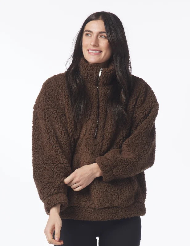 Can't Miss Sherpa Quarter Zip: Espresso