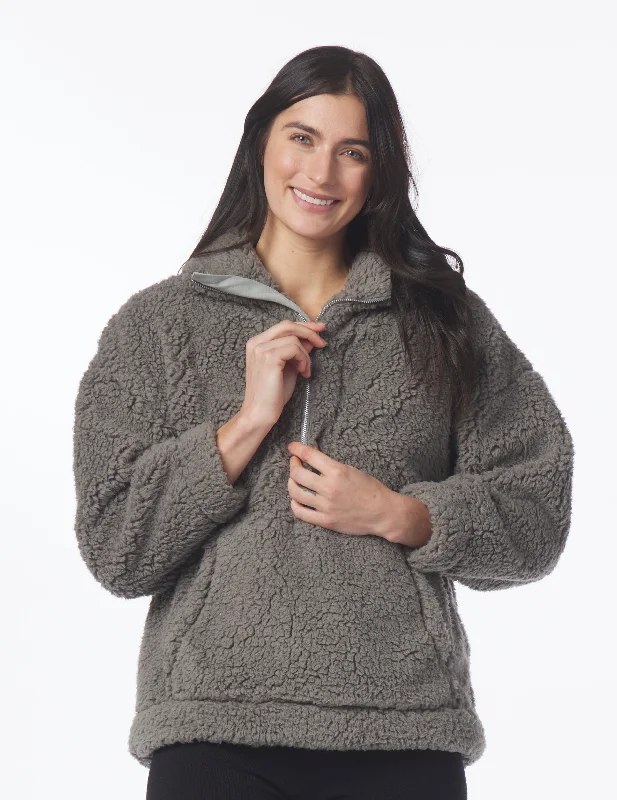 One-DAY Sale Sherpa Quarter Zip: Silver Fog