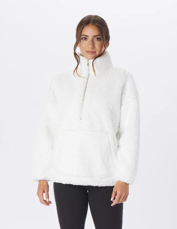 Massive Deals Sherpa Quarter Zip: White