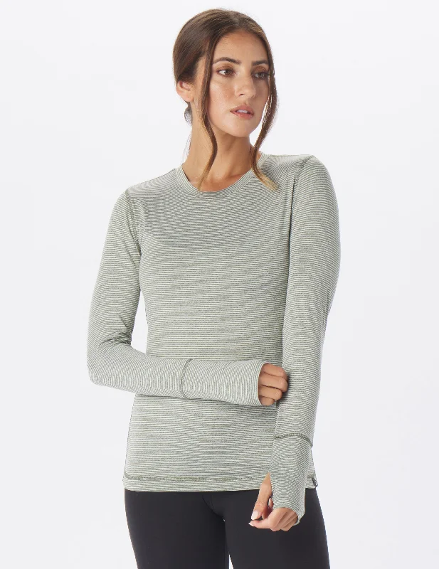 Huge Savings Simplicity Long Sleeve: Chive / Oatmilk Stripe
