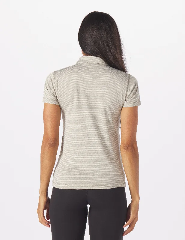 Midnight Madness Simplicity Polo: Linen/Oatmilk Stripe