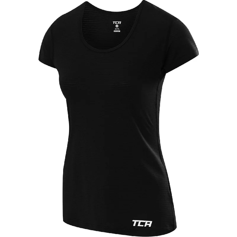 Deal of the Week TCA Air Scoop Neck Short Sleeve Womens Training Top - Black