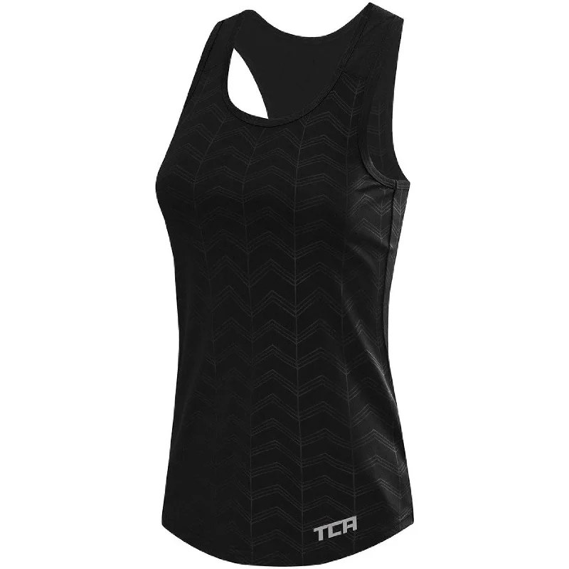 Incredible Offers TCA Impulse Printed Racerback Womens Running Vest Tank Top - Black