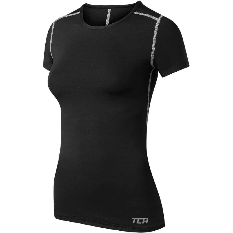 Crazy Savings TCA Pro Performance Womens Short Sleeve Baselayer Running Top - Black
