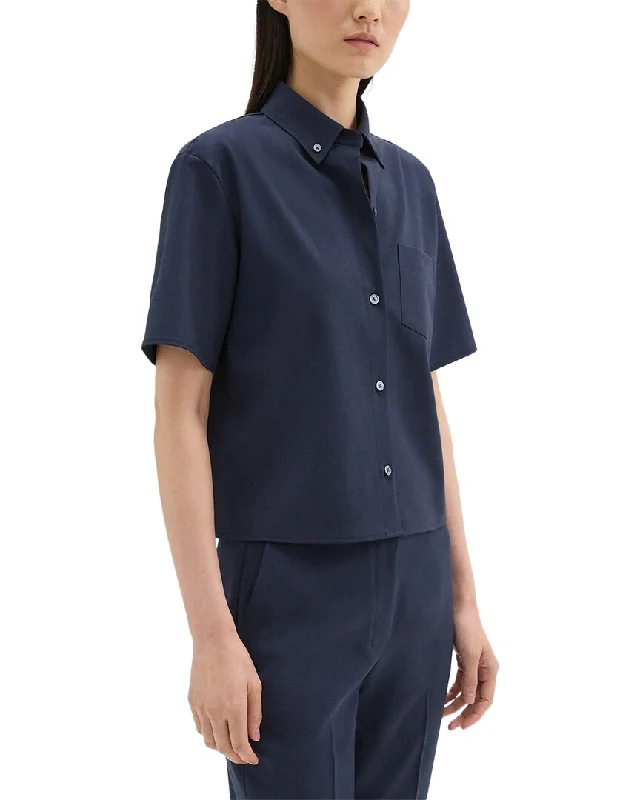Markdown Madness Theory Boxy Pocket Wool-Blend Shirt