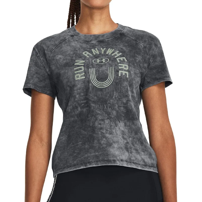 Warehouse Sale Under Armour Run Anywhere Graphic Short Sleeve Womens Running Top - Black