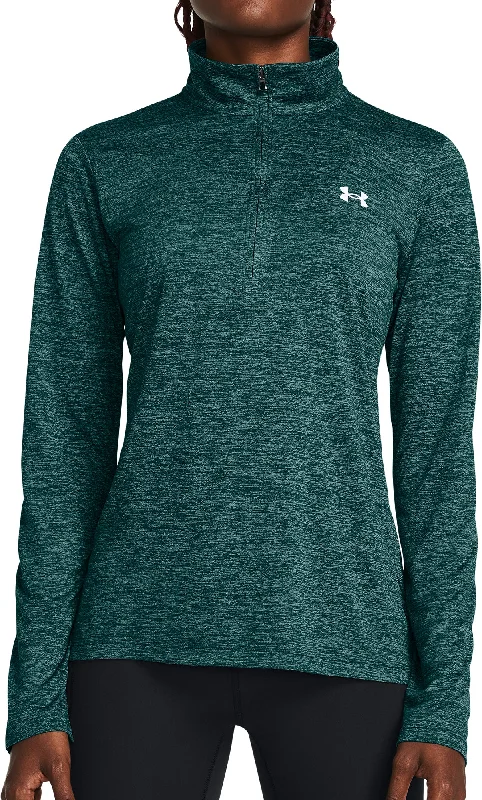 Deal Dash Under Armour Tech Twist Half Zip Long Sleeve Womens Training Top - Green