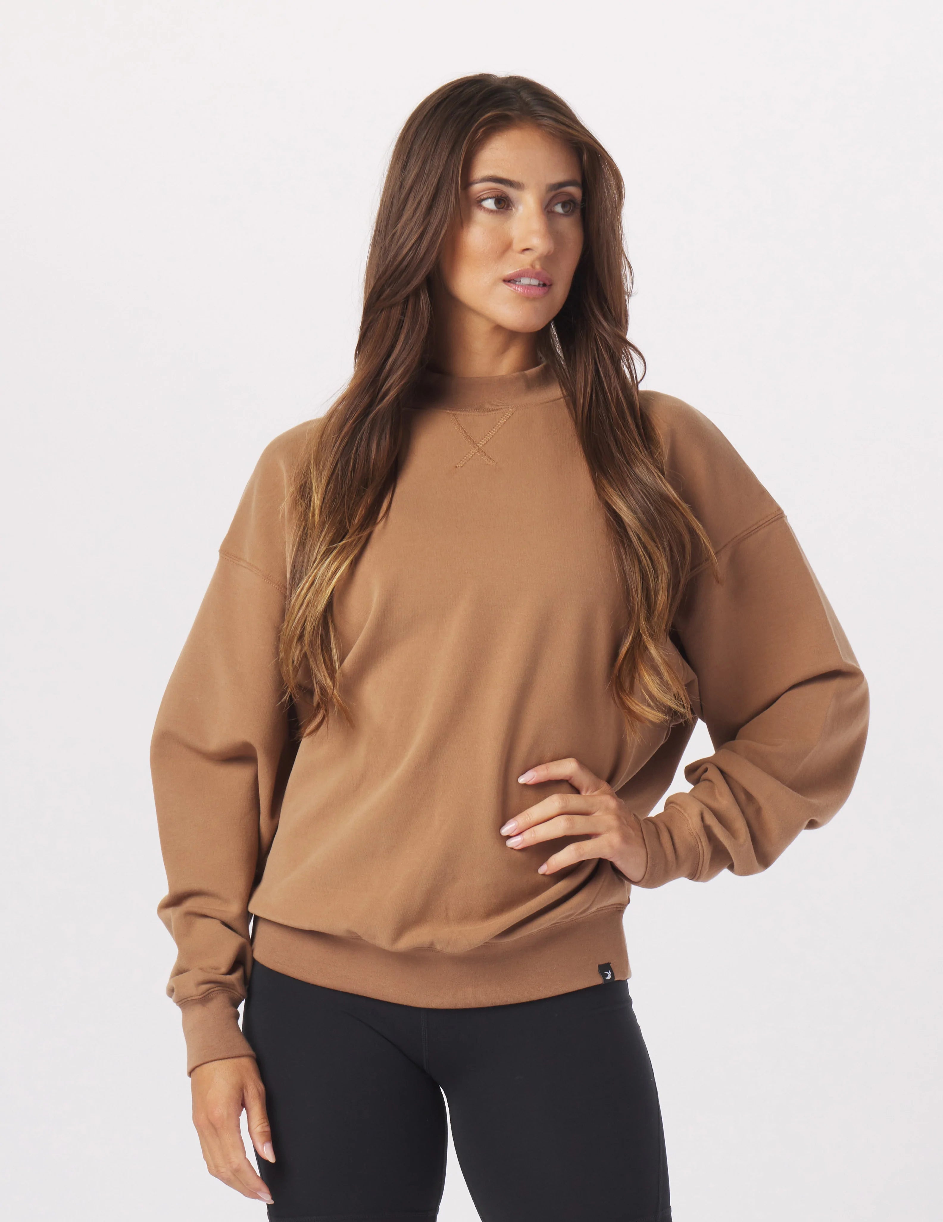 Price Break Vintage Oversized Crew: Almond