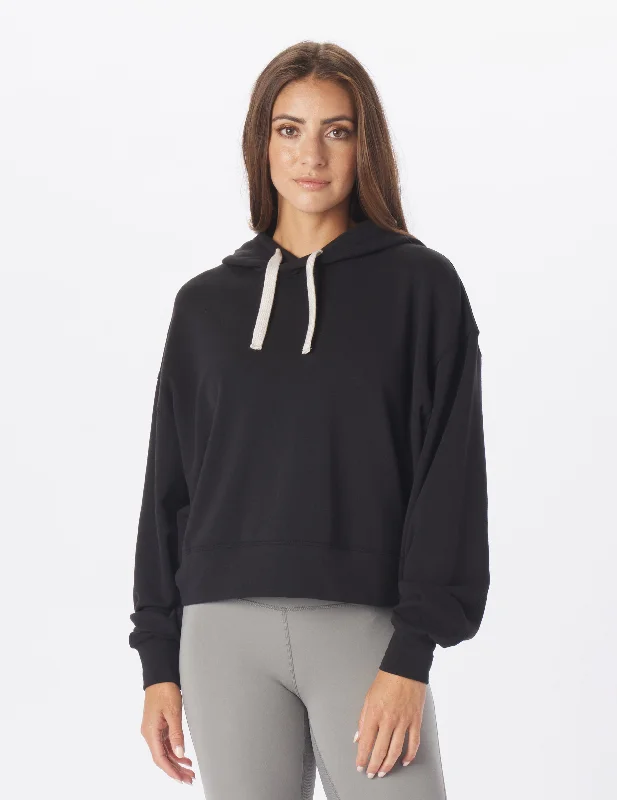Midnight Madness Vintage Oversized Cropped Hoodie: Black