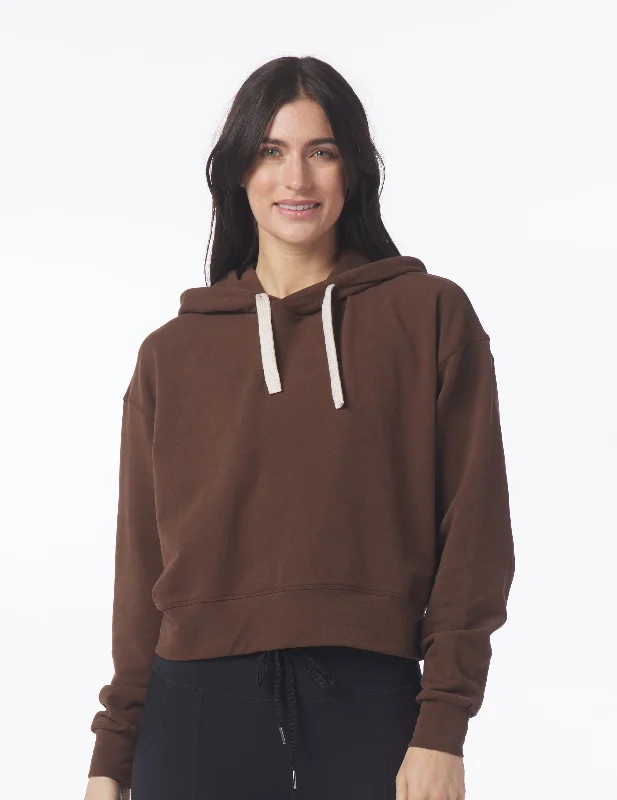 Best Bargains Vintage Oversized Cropped Hoodie: Espresso