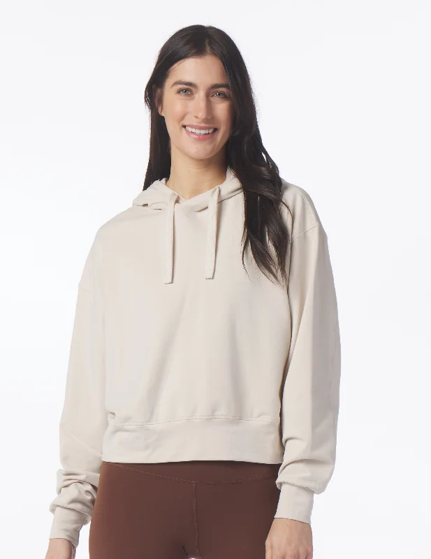 Deal Frenzy Vintage Oversized Cropped Hoodie: Oatmilk