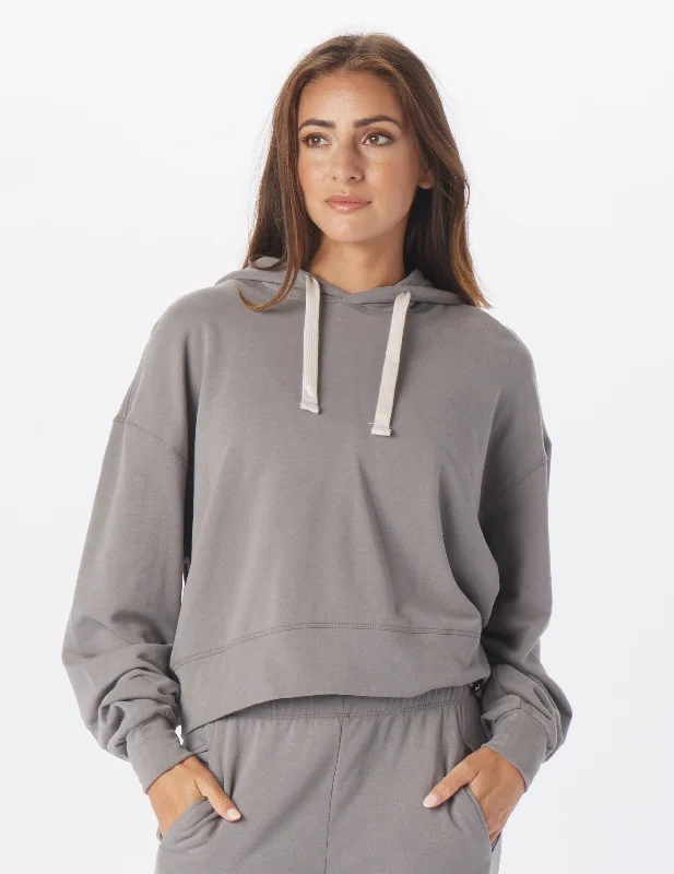 The Best Prices Vintage Oversized Cropped Hoodie: Silver Fog