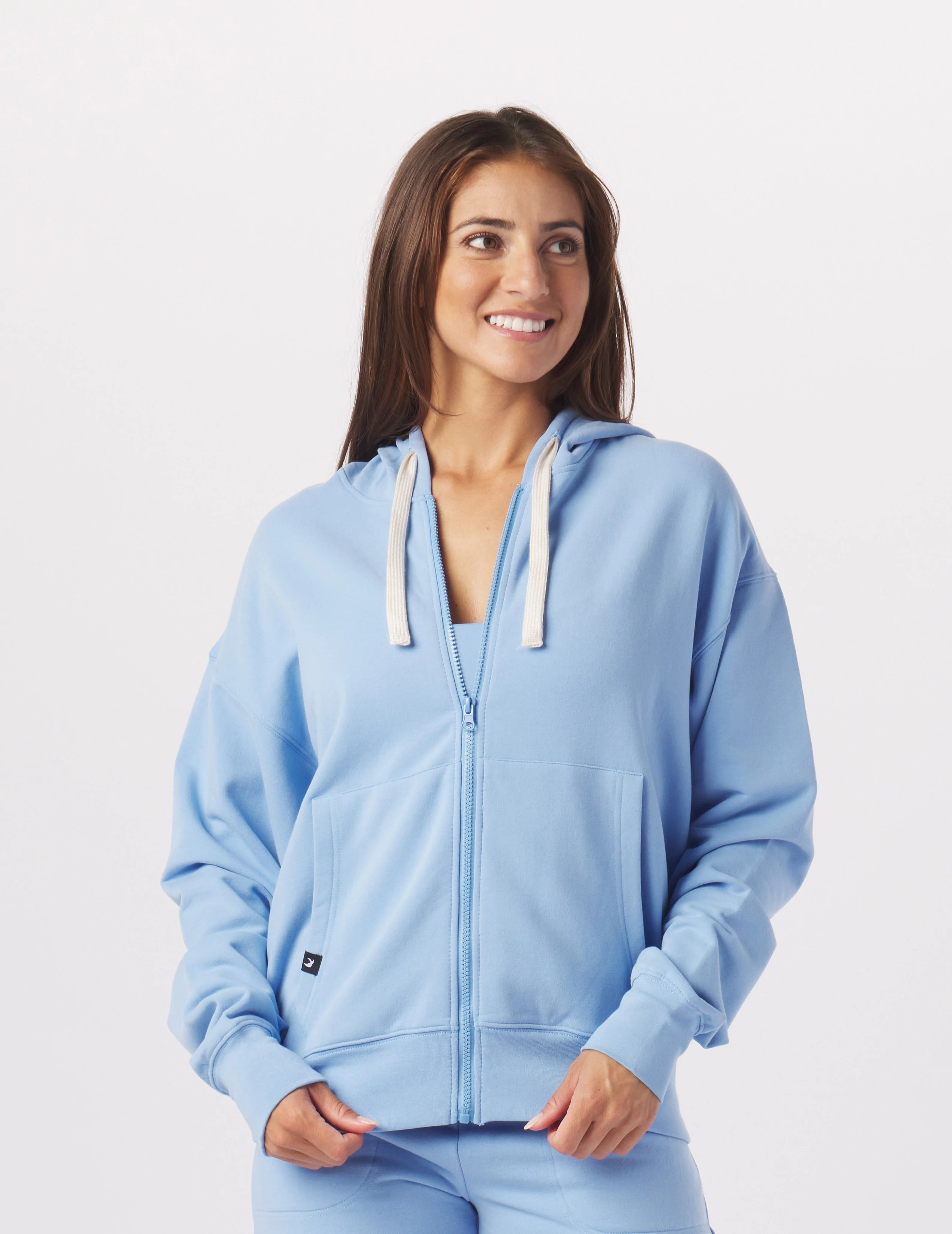 Act Now Vintage Oversized Zip Up: Ice Blue