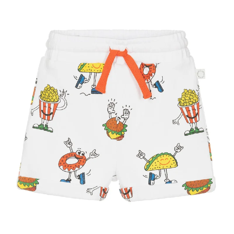 White Snack Graphic Shorts