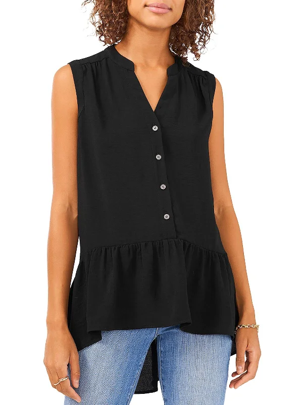 Daily Deals Womens Button Down V-Neck Tunic Top
