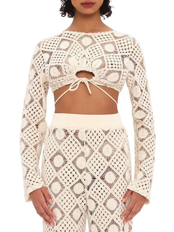 Price Slash Womens Crochet Geometric Cropped