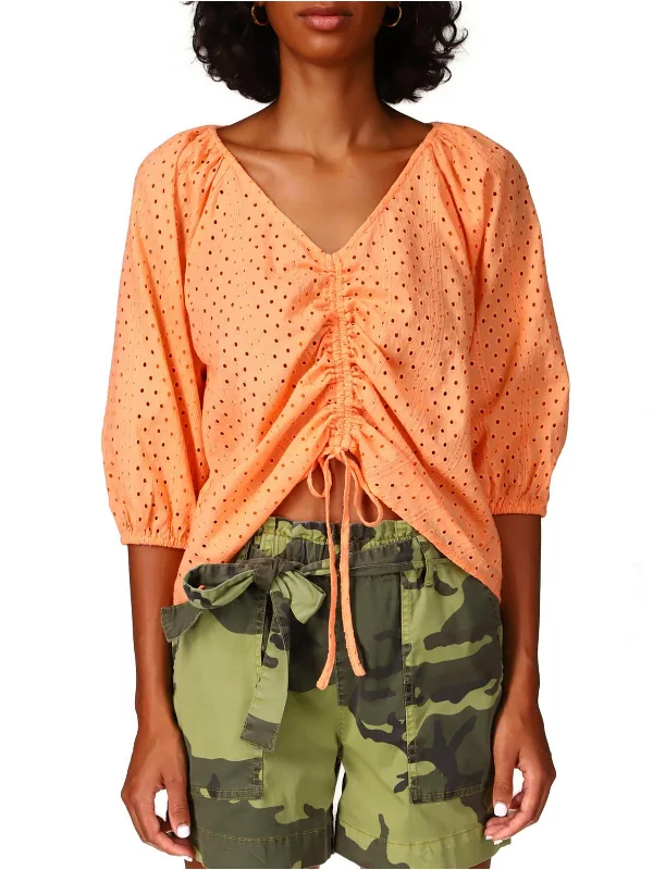 Fantastic Offers Womens Eyelet Ruched Blouse