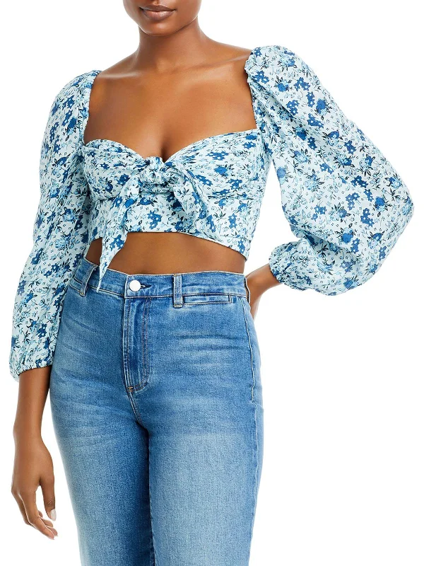 Massive Deals Womens Linen Off The Shoulder Cropped