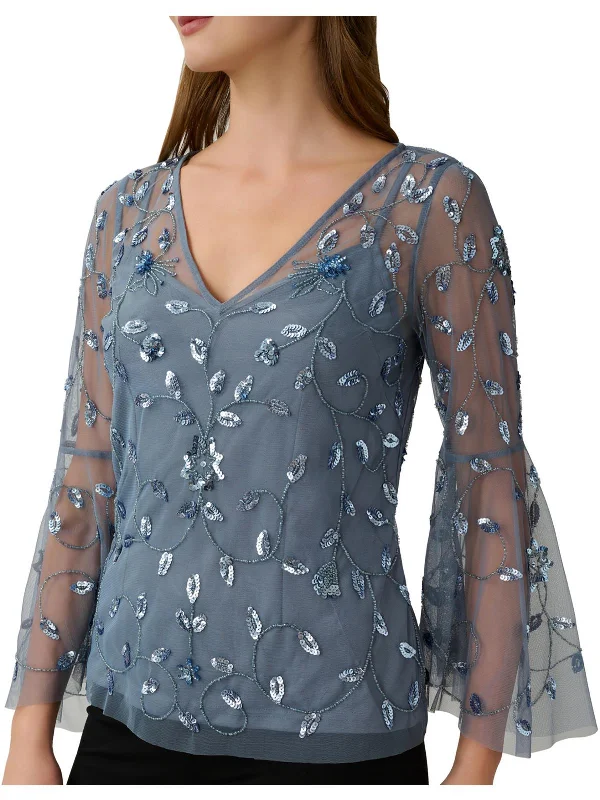 Savings Spectacular Womens Mesh Embellished Blouse