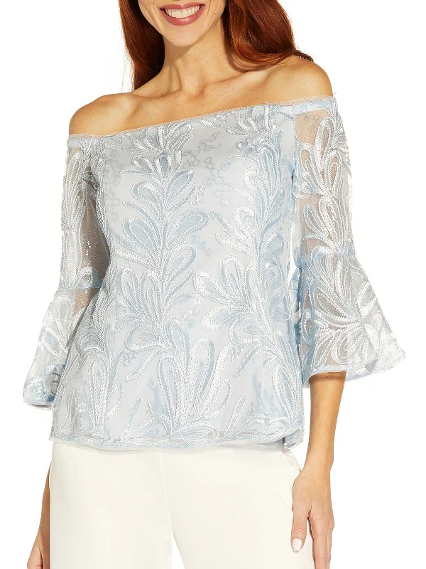 Super Savings Womens Off-The-Shoulder Soutache Blouse