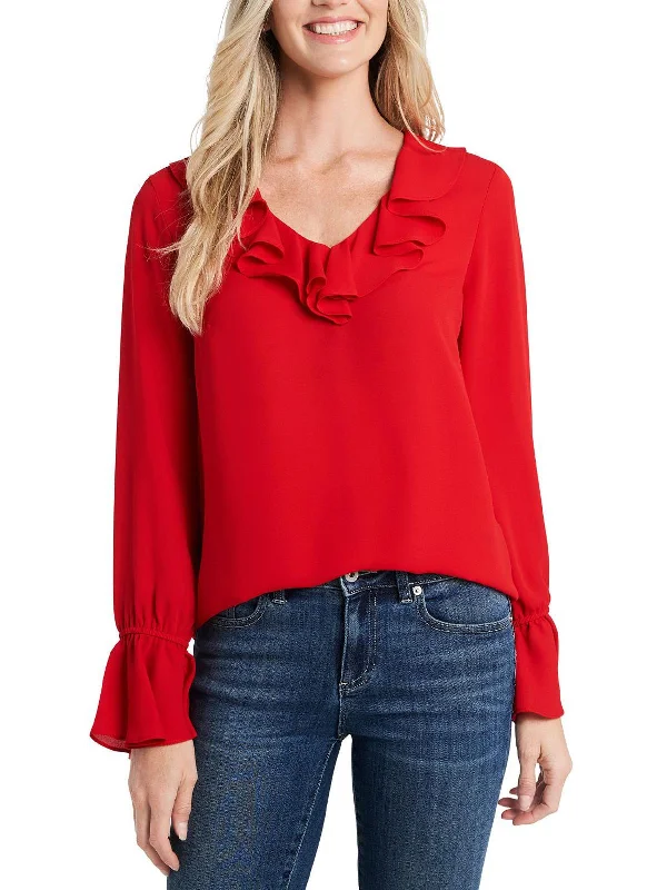 Amazing Deals Womens Ruffled V-Neck Blouse