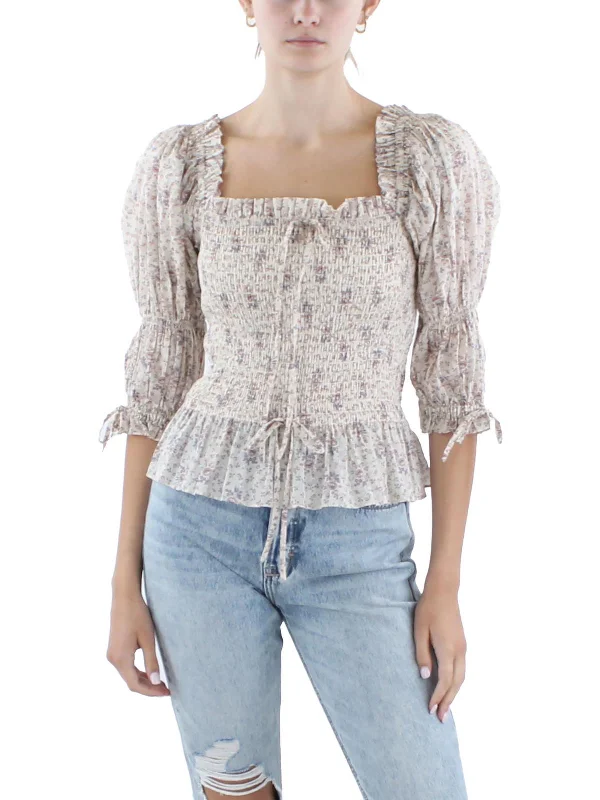 Epic Deals Womens Smocked Polyester Blouse