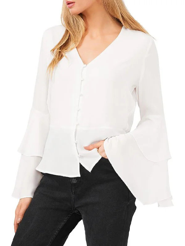 Must-Have Deals Womens Tiered Flare Sleeve Peplum Top