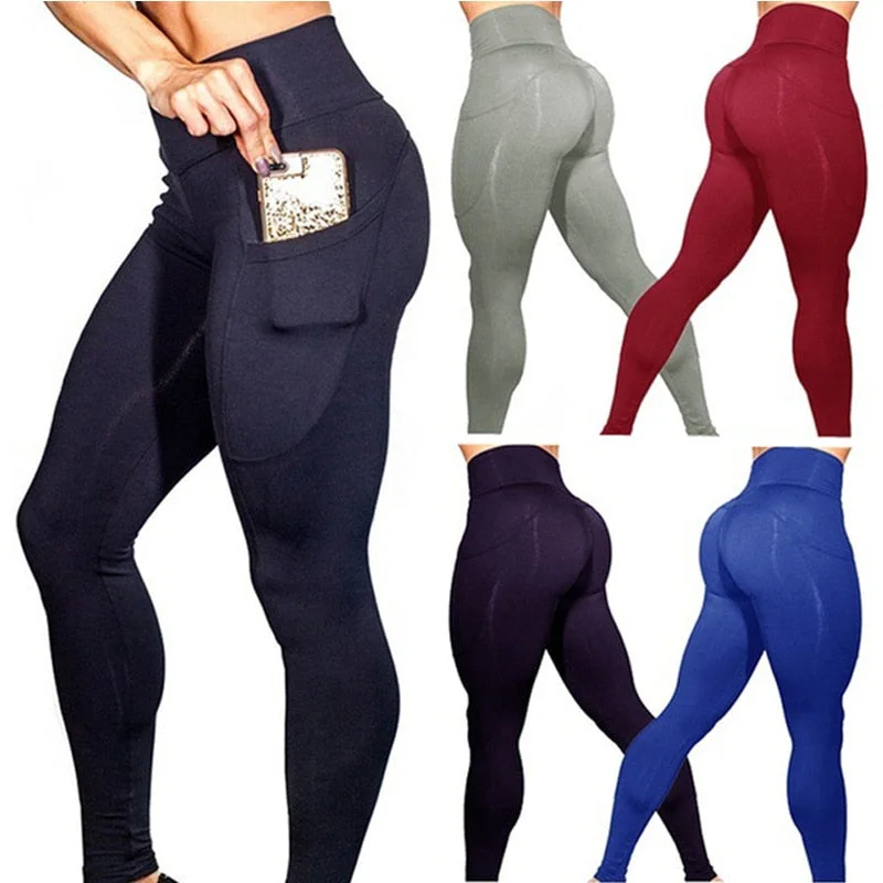 2019 Yoga Pants With Pockets Women Sport Leggings Jogging Workout Running Leggings Stretch High Elastic Gym Tights Women Legging