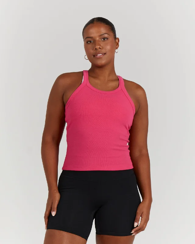 AGILITY RIBBED TANK TOP - HOT PINK