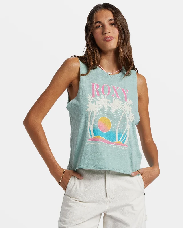 Bring The Good Vibes Muscle Tank Top - Blue Surf