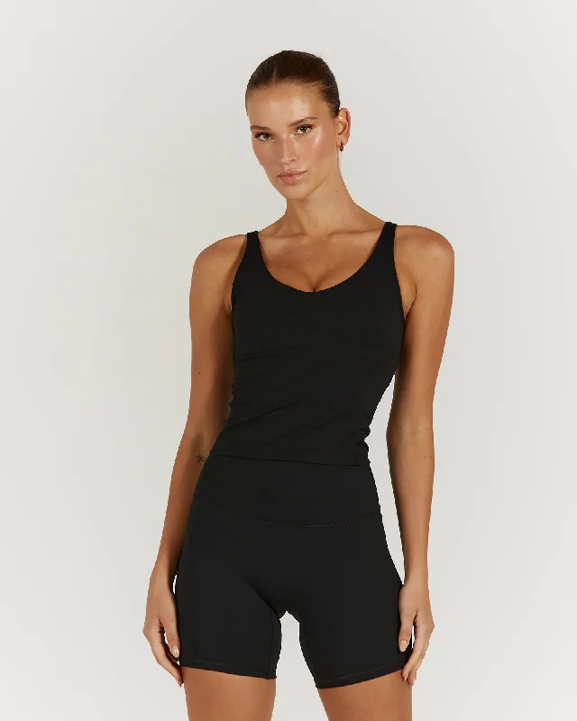 LUXE BROOKE LONGLINE TOP - BLACK