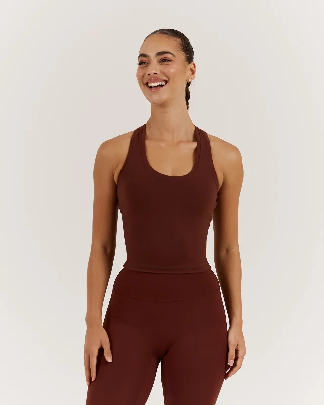 LUXE MIDRIFF TANK - CHOCOLATE