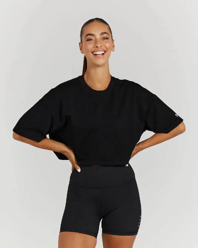 OVERSIZED CROP TEE - BLACK