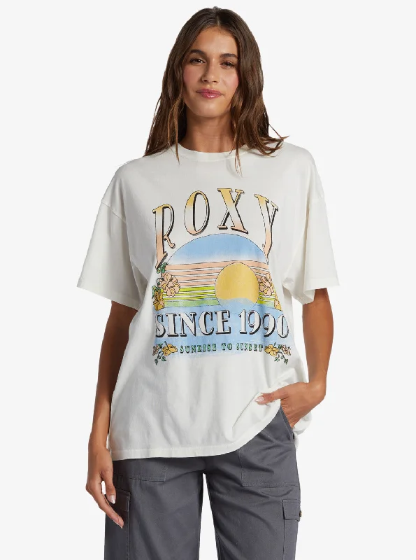 Sunrise To Sunset Oversized Boyfriend T-Shirt - Snow White