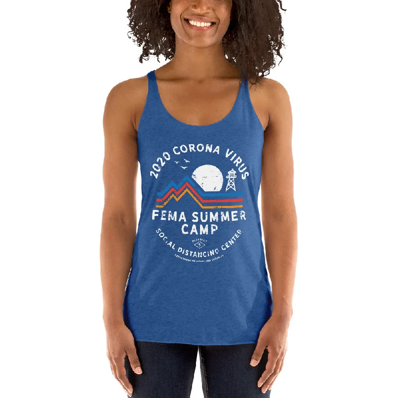 Shop and Save 2020 Coronavirus FEMA SUmmer Camp Women's Racerback Tank