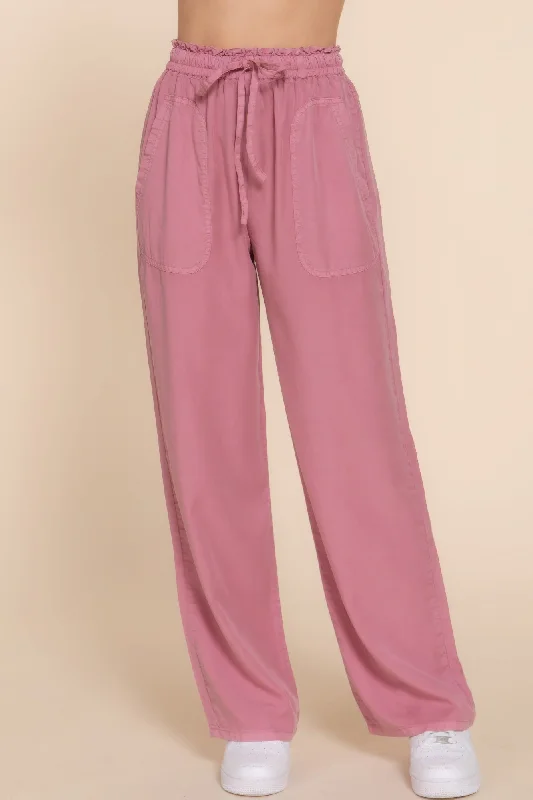 Bonus Savings Elastic Waist Tencel Long Pants