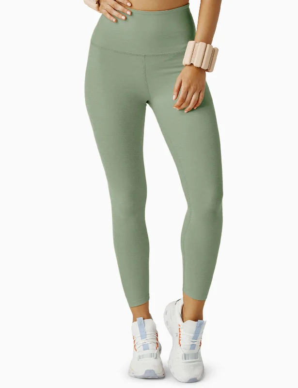 Limited Availability Spacedye Caught In The Midi High Waisted Legging - Minty Slate Heather