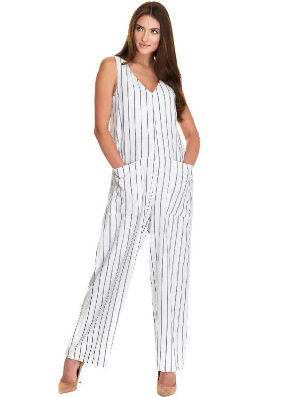 Buy More, Save More Bianca Maternity Jumpsuit - Blue Stripes