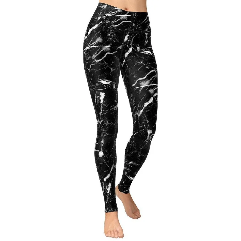 Price Meltdown Black Marble Yoga Leggings