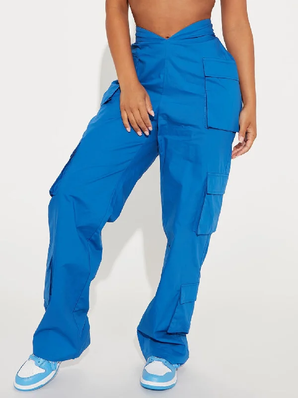 Super Deal ZASUWA Female Pocket  V-shape Waist Cargo Pants