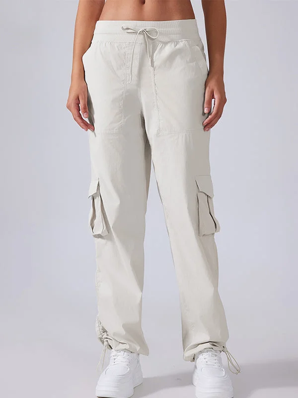 Doorbuster Deal ZASUWA Female Pocket Casual Loose Cargo Drawstring Pants