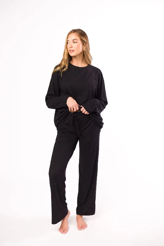 Special Promotion Brianne Wide Leg Lounge Pants in Black