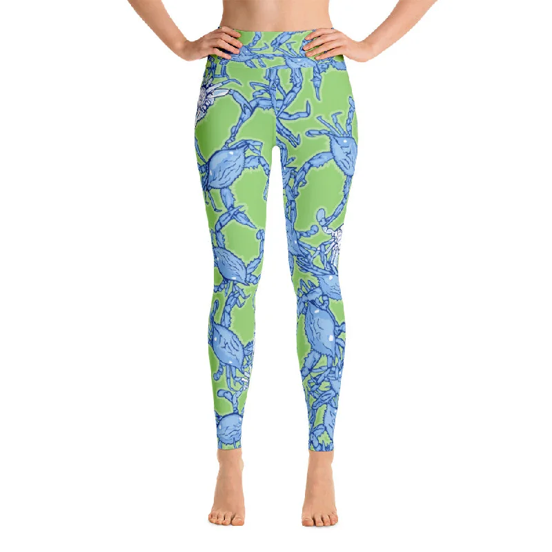Stock Clearance Bushel Of Crabs Yoga Leggings on Green