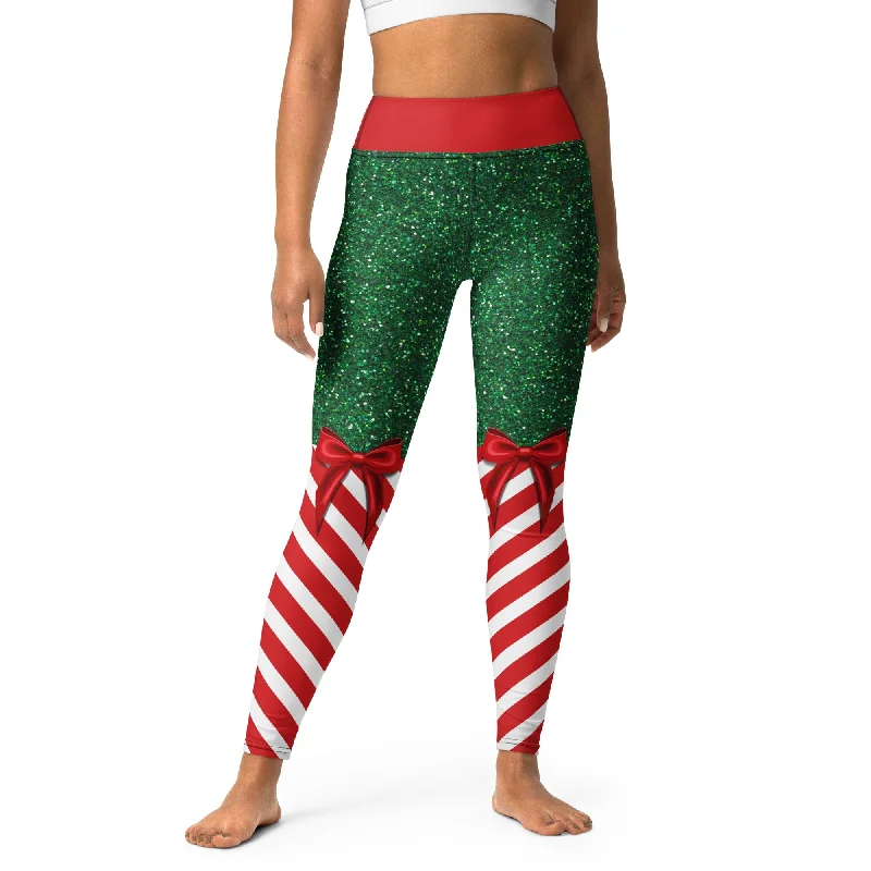 Friends and Family Sale Candy Stripe Christmas Yoga Leggings
