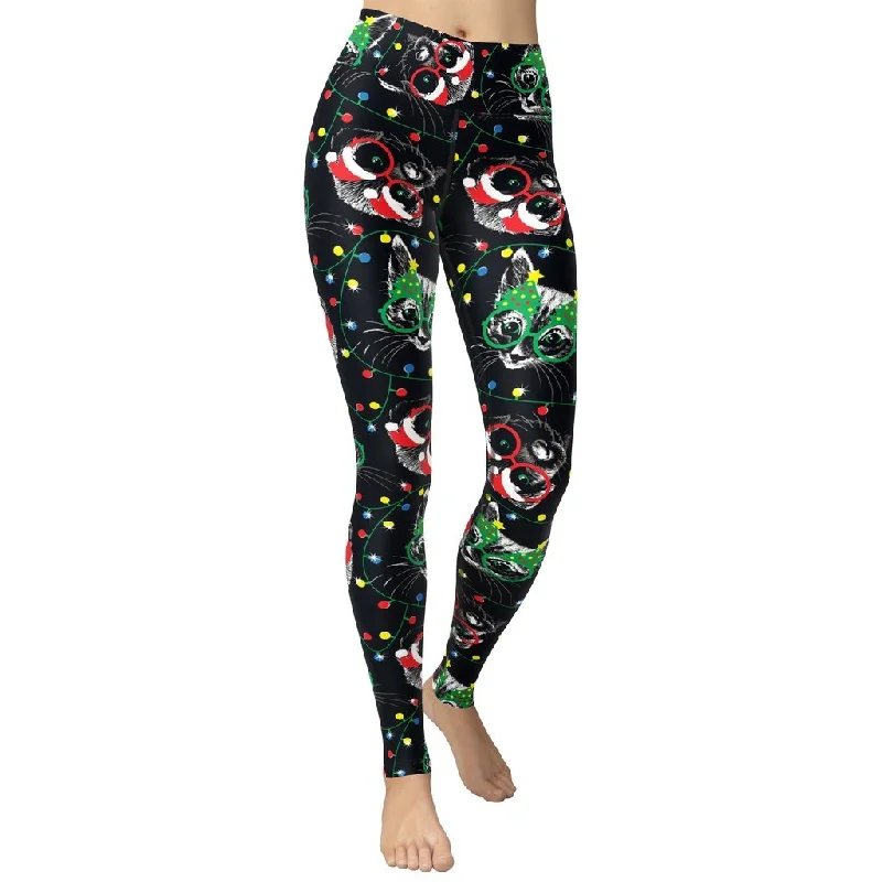 Massive Deals Christmas Lights & Cats Yoga Leggings