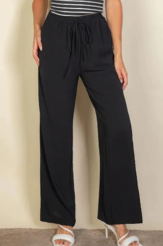 Online Only Drawstring Waist Wide Leg Minimalist Pants