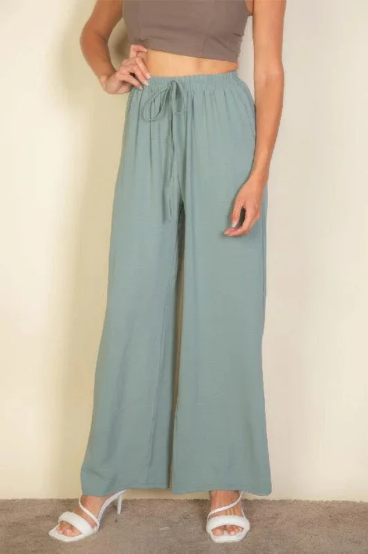 Massive Deals Drawstring Waist Wide Leg Minimalist Pants