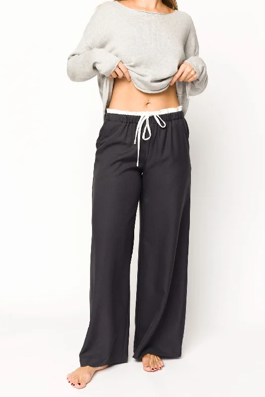 Season Finale Sale Heidi Contrast Wide Leg Pants in Charcoal